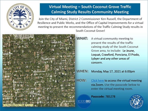 South Coconut Grove Map Image with Meeting details on the side