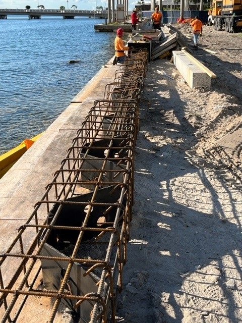 Photo of the Baywalk in Construction Behind First Presbyterian Church