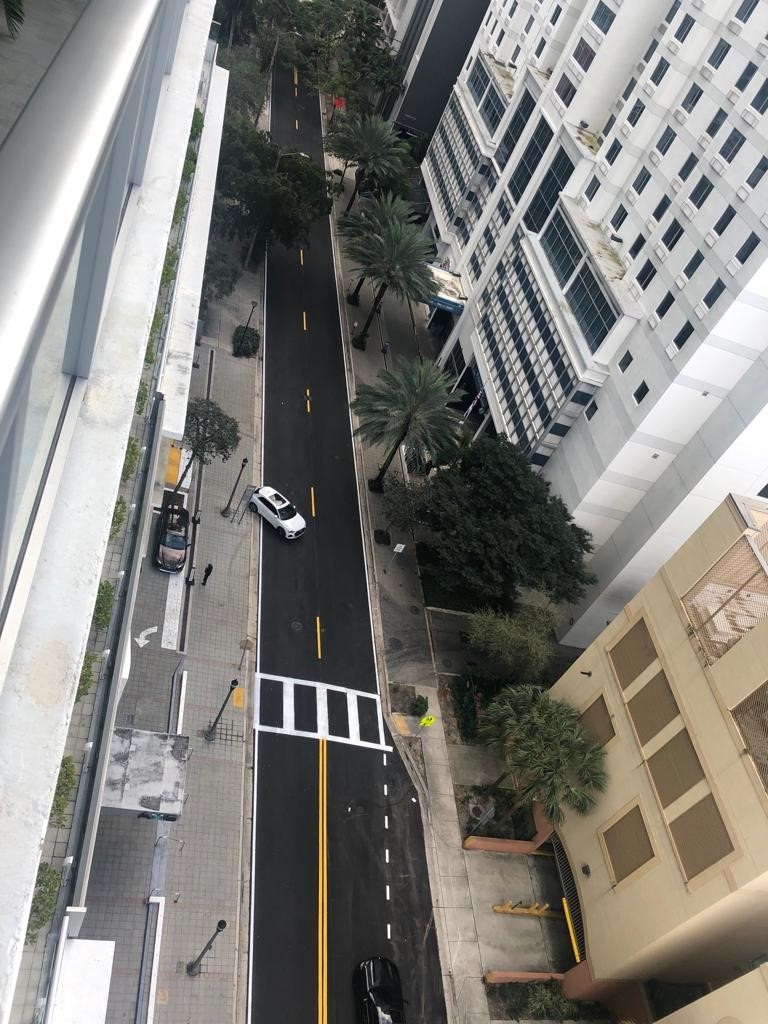 Aerial View of Nearly Completed Mary Brickell Village Roadway and Drainage Improvements Project