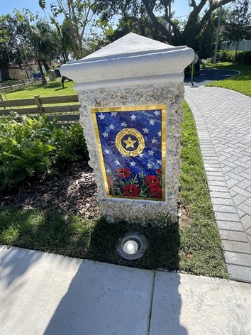 Gold Star Family Memorial Park Mosaic Art at the entrance of the park