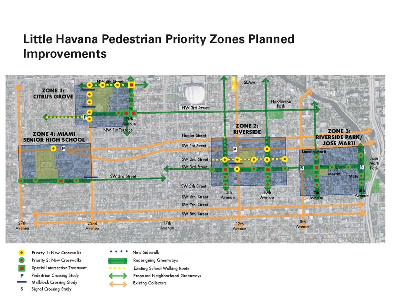 Project Map of the Little Havana Pedestrian Priority Zone Planned Improvements Project
