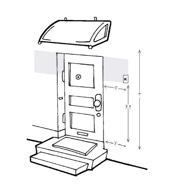 door with shaded area for lockbox placement