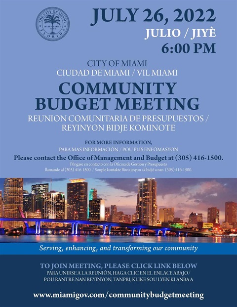 City of Miami Community Budget Meeting - July 26, 2022