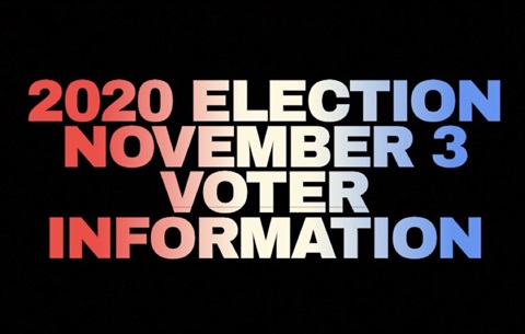 Black square with writing saying 2020 election November 3 Voter Information